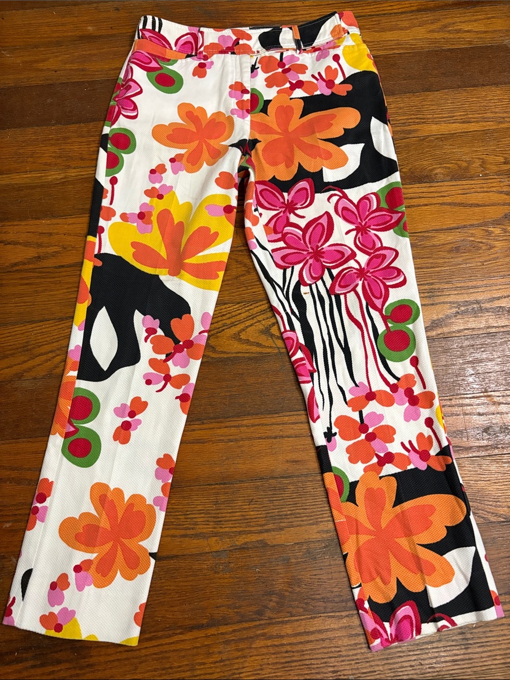 Sara Campbell Psychedelic Floral Crop Ankle Pants Retro Bright Size 4